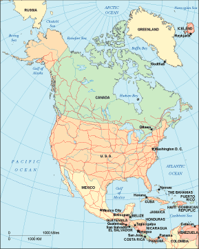 North America political map