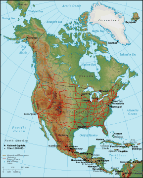 North America relief map